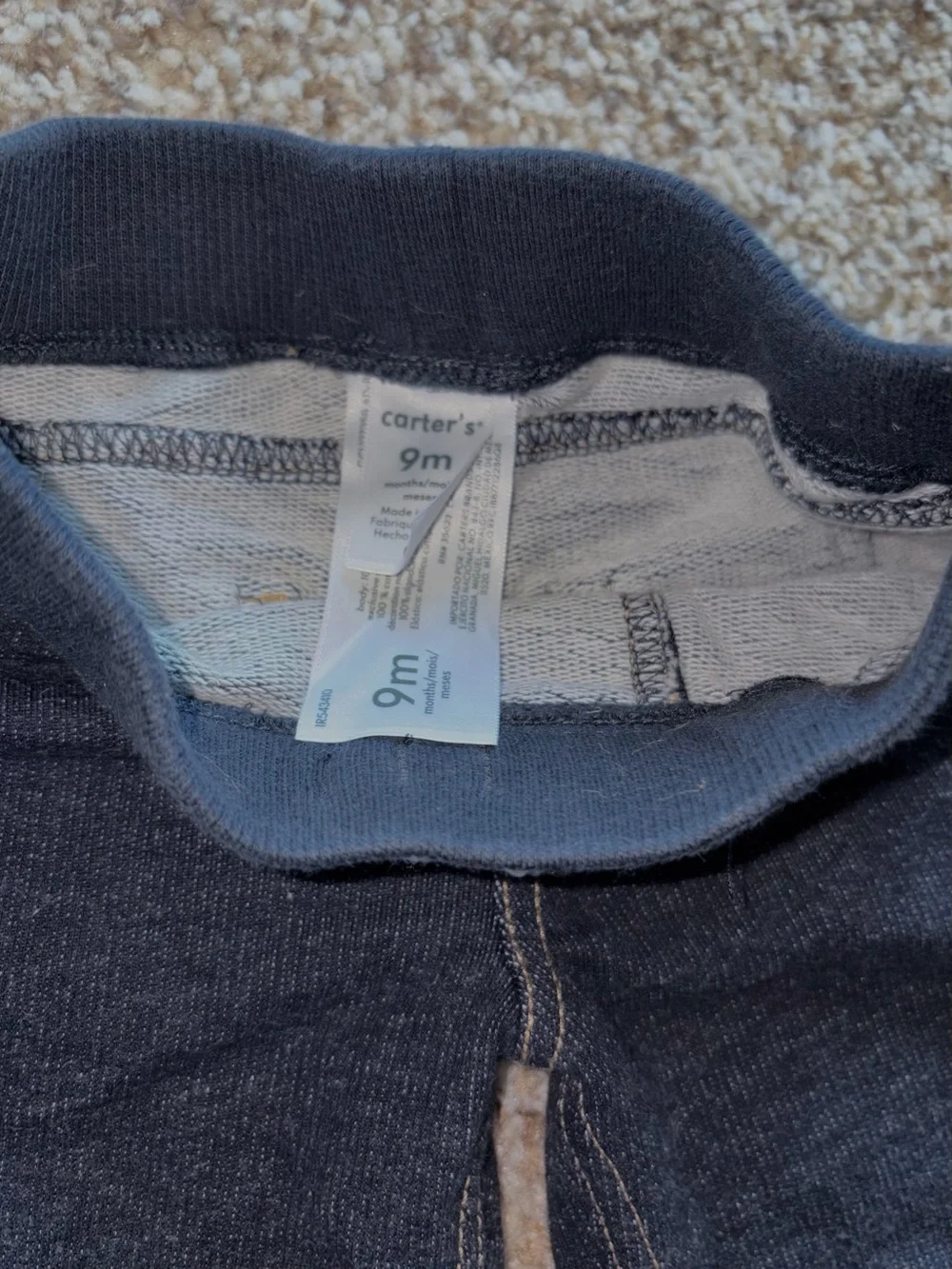Carter's Dark Navy Knit Jogger Pants with White Drawstring
